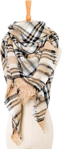 Vista 27 de Wander Agio - Bufanda envolvente con diseño a cuadros o triangular para mujer, cálida y larga, de punto, sensación de cachemira, chal