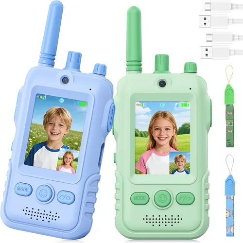 Vista 14 de Walkie Talkies de video para niños - Paquete de 2 recargables Azul