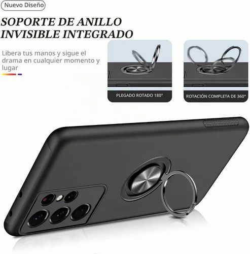 Vista 5 de Funda para Samsung Galaxy S21 Ultra, con protector de pantalla de TPU flexible autorreparable, 2 unidades, grado militar, doble a prueba de golpes