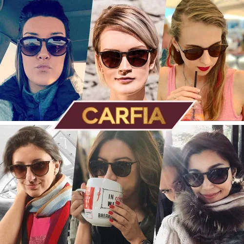 Vista 4 de CARFIA Gafas de sol de moda para mujer, polarizadas, protección UV, estilo clásico retro, CA5100