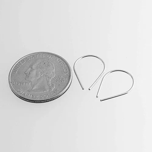 Vista 29 de Aretes pequeños de plata de ley 21 GA de 0.472 in con gancho de arco de herradura