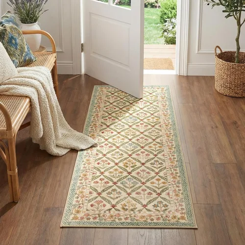 Vista 19 de jinchan Haden - Alfombra de entrada de 2 x 3 pulgadas, diseño floral vintage, lavable, suave, antideslizante, de pelo bajo, para puerta, cocina
