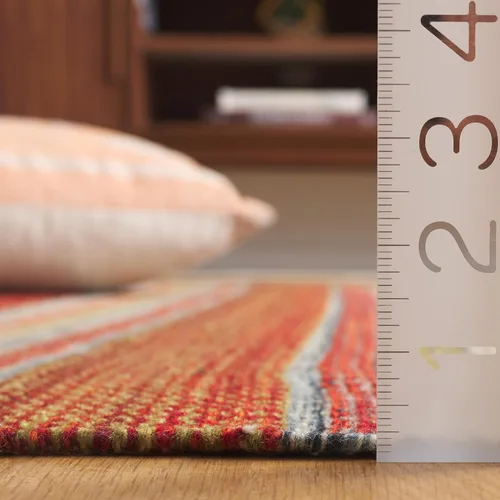 Vista 4 de SAFAVIEH Striped Kilim Collection STK311A - Alfombra de lana de tejido plano hecha a mano de 2 pies 3 pulgadas x 6 pies, color beige