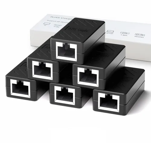 Vista 7 de Dingsun Acoplador RJ45, extensor Ethernet para conector hembra a hembra Cat7/Cat6/Cat5e/Cat5 (1 paquete, negro)