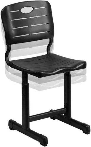 Vista 7 de Flash Furniture Silla de estudiante negra de altura ajustable con marco de pedestal negro
