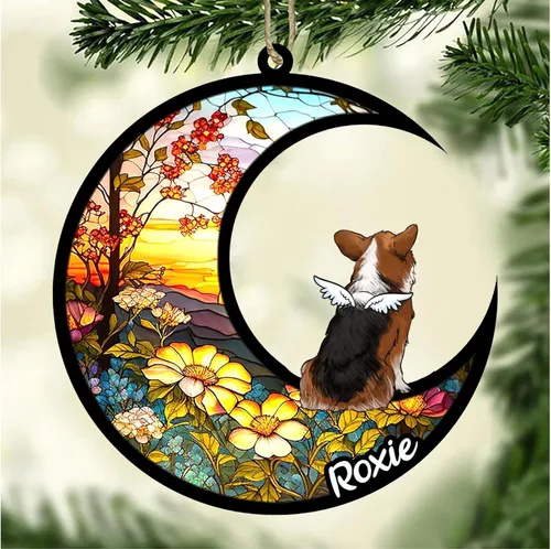 Vista 416 de LOVELYPOD Adorno de Navidad personalizado para perro Basset Hound (marrón) Basset Hound (marrón) adorno para atrapasoles de perro, razas de perros