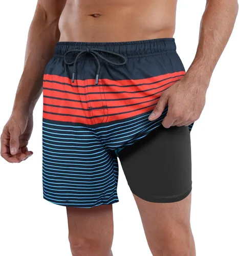 Vista 109 de Traje de baño para hombre con forro de compresión de secado rápido de 5.5 pulgadas con forro tipo bóxer amarillo (1-Yellowstar)