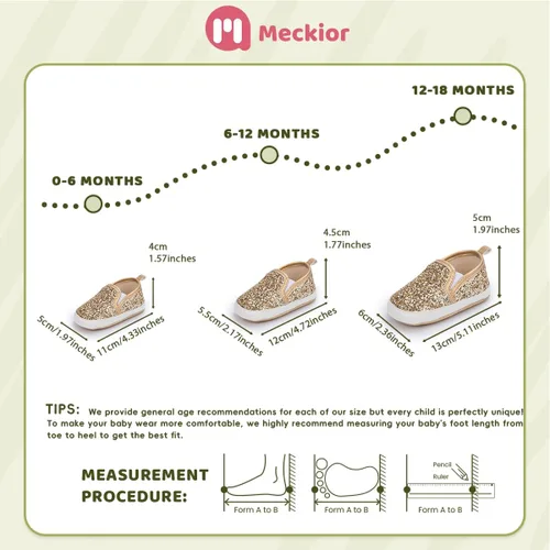 Vista 5 de Meckior Zapatos de lona para bebés, niñas y niños, suela suave, para niños pequeños, sin cordones, recién nacidos, cuna, mocasines, zapatillas