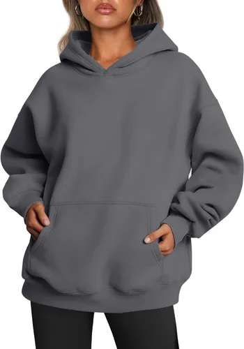 Vista 17 de Trendy Queen Sudaderas con capucha de gran tamaño para mujer, sudaderas de felpa para mujer, suéteres de moda de otoño, suéteres de invierno Lunares