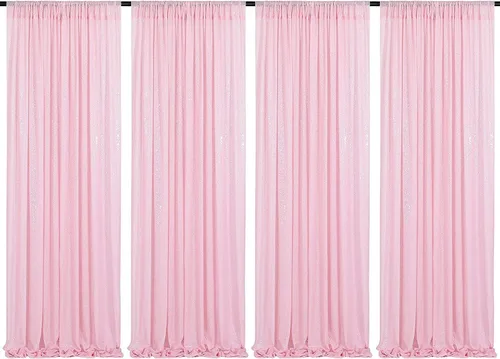 Vista 14 de Poise3EHome - Cortinas de lentejuelas con purpurina champagne, 2 piezas de 2 x 8 pies, paneles de purpurina para fiesta de Halloween, fiesta