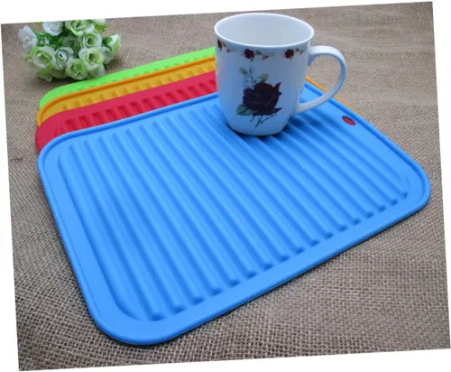 Vista 6 de Alfombrillas de secado de platos para mesa de comedor, alfombrilla de silicona, bandeja de drenaje, almohadilla de drenaje, almohadilla