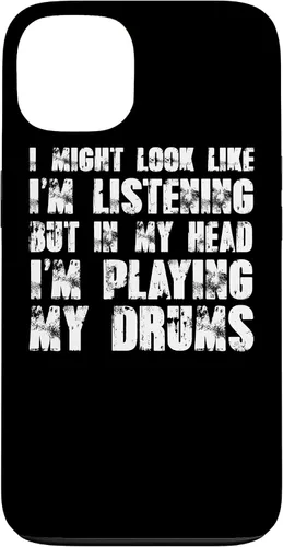 Vista 7 de iPhone 12/12 Pro Might Look Like I'm Listening Playing Drums - Estuche divertido para batería