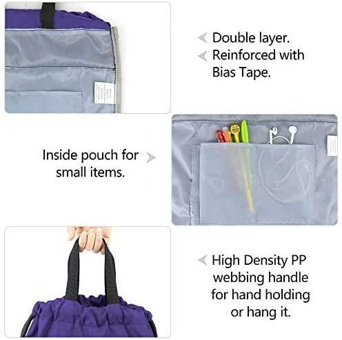 Vista 4 de Mochila con cordón, con estilo deportivo, bolsa de gimnasio para mujeres, hombres y niños, bolsa de gran tamaño con zíper y bolsillos de malla