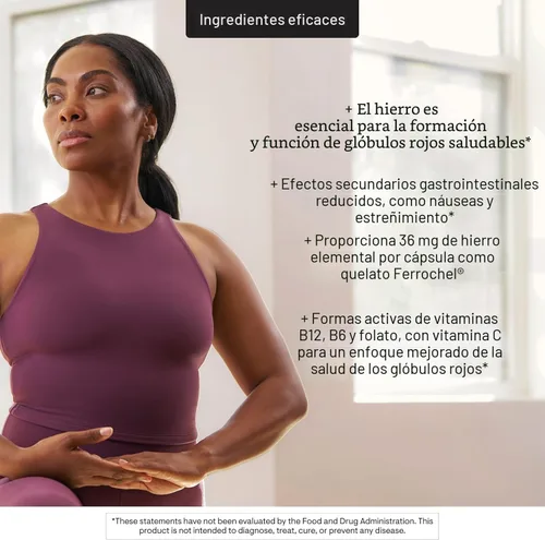 Vista 6 de THORNE - Complejo de hierro avanzado (anteriormente Ferrasorb) - Fórmula completa de apoyo sanguíneo* - Hierro elemental, ácido fólico, vitaminas B