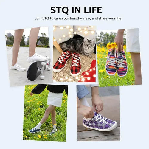 Vista 9 de STQ Zapatos de lona sin cordones para mujer, tenis casuales de moda con soporte de arco