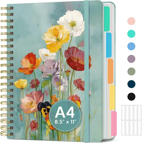 Vista 12 de Taja Cuadernos de espiral para trabajo de 5 materias con divisores K - Vórtice rosa