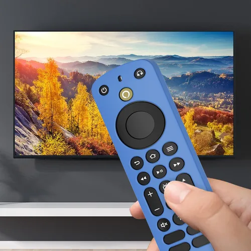 Vista 5 de LEFXMOPHY Funda azul compatible con Alexa Voice Remote Pro 2022, funda protectora de silicona que brilla en la oscuridad con correa