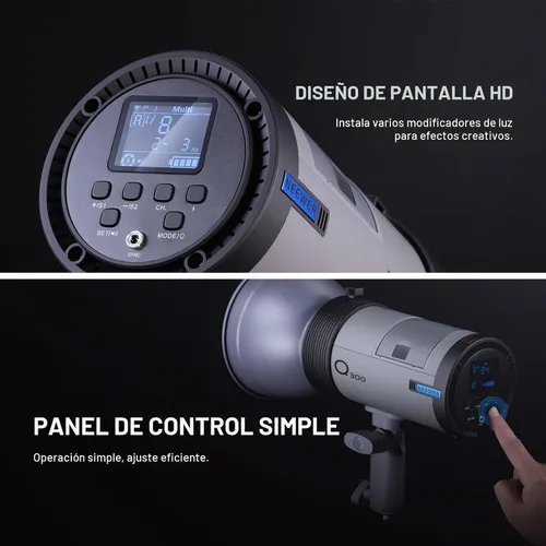 Vista 8 de NEEWER Q300 300Ws 2.4G Flash de estudio al aire libre con disparador inalámbrico compacto Q
