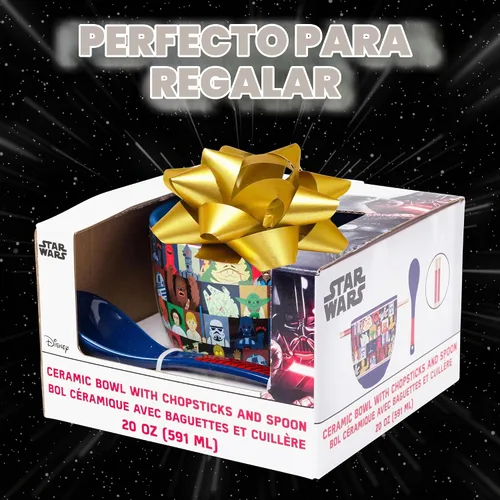 Vista 126 de Silver Buffalo Sanrio Hello Kitty Flowers, cuenco de ramen con palillos Patrón de flores de Hello Kitty