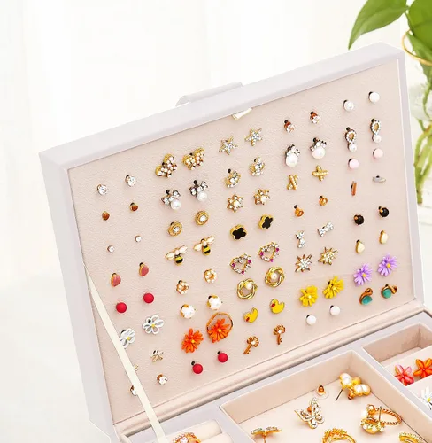 Vista 8 de Joyero para aretes para niñas, collares, anillos, caja organizadora de aretes para niñas, caja organizadora de aretes, caja organizadora de joyas