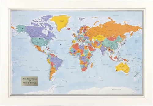Vista 23 de Póster personalizado en lienzo enrollado con mapa del mundo, arte de pared con chinchetas – Grande 24" x 36" mapa del mundo de océanos azules