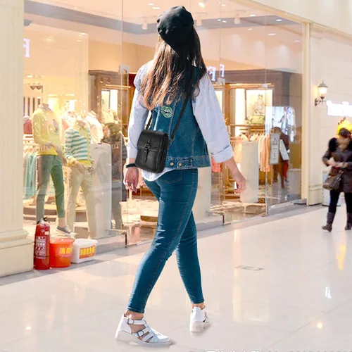 Vista 7 de XEYOU Cartera pequeña para mujer de cuero genuino ligero cruzado