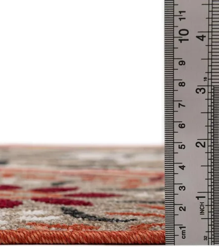 Vista 2 de Unique Loom Outdoor Modern Collection - Alfombra de área con círculos (5 pies 3 pulgadas x 8 pies, ovalada, terracota/borgoña)