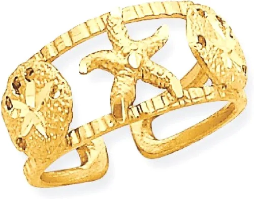 Vista 9 de Anillo de oro amarillo de 14 quilates con estrella de mar ajustable, abierto por debajo de la rodilla, joyería fina para mujer, regalos para ella