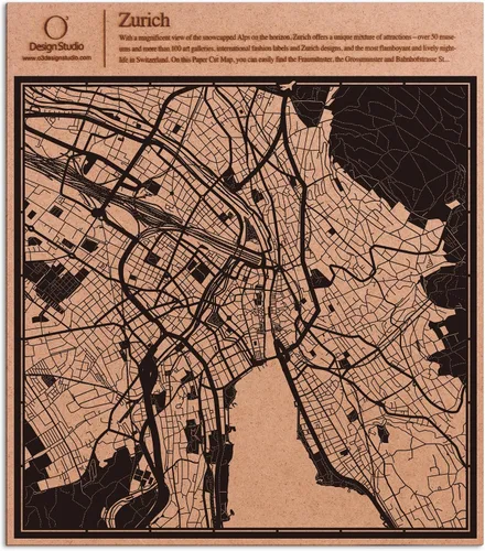Vista 61 de O3 Design Studio Abu Dhabi - Mapa de corte de papel negro (12 x 12 pulgadas)