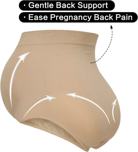 Vista 3 de Fajas de maternidad sin costuras, bragas con soporte para el vientre para vestidos y pantalones, ropa interior de embarazo de cintura alta, S-XXXL