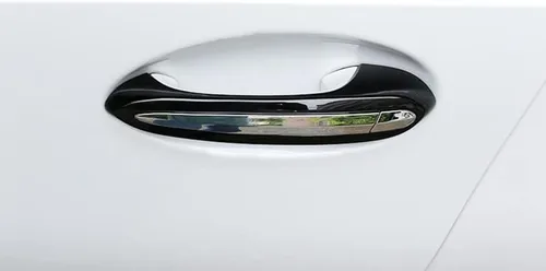 Vista 2 de Fundas protectoras de mango completo compatibles con BMW X5 G05 2019-2023 (cubiertas de mango OEM con molduras, negro + borde plateado)