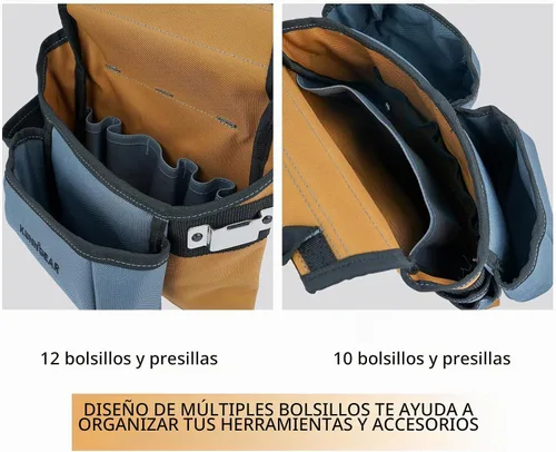 Vista 4 de KUNN Cinturón de herramientas de carpintero con tirantes Pro Framer Rig de herramientas de suspensión para contratistas de construcción