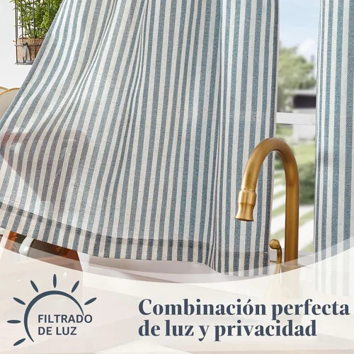 Vista 6 de jinchan Cortinas de cocina de lino a rayas de 20 pulgadas de largo, cortinas de nivel, estilo rústico moderno de cafetería, tratamientos