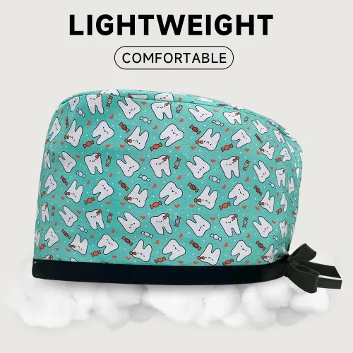 Vista 5 de VIAOLI Gorras dentales para dentistas y dientes, sombrero de trabajo de moda, gorro de ducha para cabeza de ducha, gorro transpirable para 24001