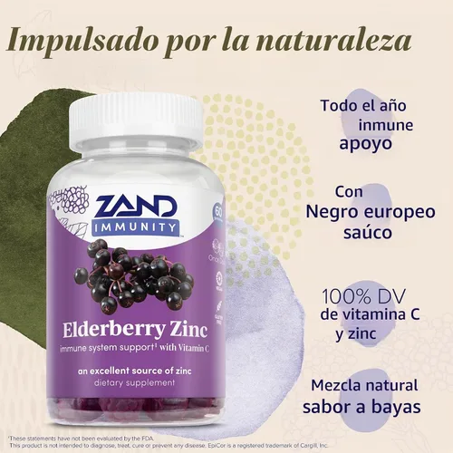 Vista 3 de Gomitas de inmunidad de saúco con zinc y vitamina C de ZAND - Suplemento de apoyo inmunológico - Gomitas de saúco con DV de zinc y vitamina C
