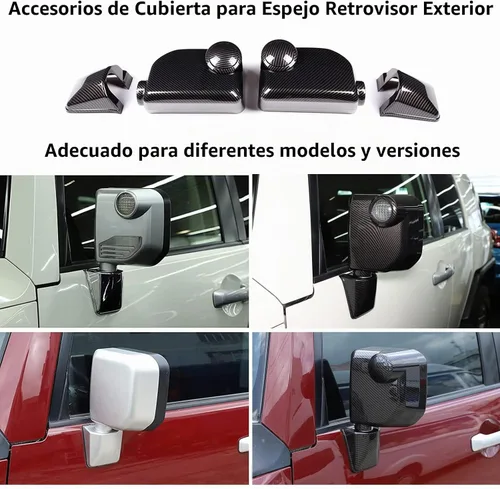 Vista 5 de 6 piezas de cubierta de espejo retrovisor exterior compatible con Toyot@ FJ Cruiser 2007-2021 Aunginsy cubierta de protección para retrovisor
