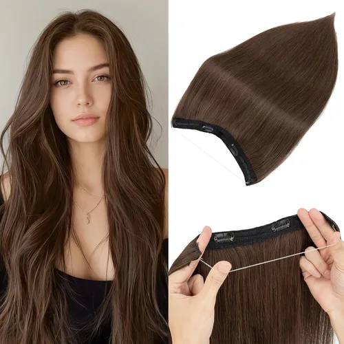 Vista 36 de Extensiones de cabello humano real, extensiones de cabello humano 100 % humano, extensiones de clip, ondulado, negro azabache 01, 2.46 oz/18 pulgadas