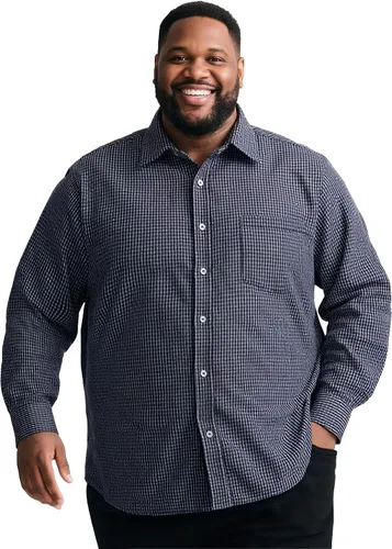 Vista 11 de Camisas grandes y altas para hombres, camisas de vestir casuales de manga larga con botones y bolsillo para negocios, viajes, uso diario