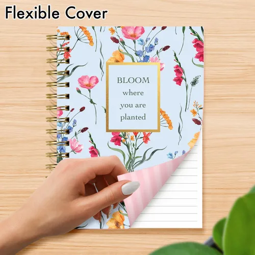 Vista 5 de Designer Greetings, Designer Papers - Diario de tapa flexible con banda elástica, diseño de flores aisladas Bloom, 320 páginas (6" x 8.25")