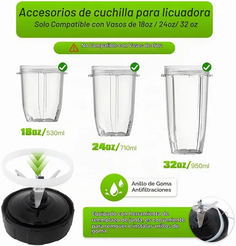 Vista 5 de Homesweet 7 aletas mezclador cuchilla extractor asamblea compatible para Ninja CL405CO, DB751A, BL910, AMZ493BRN, AMZ012BL