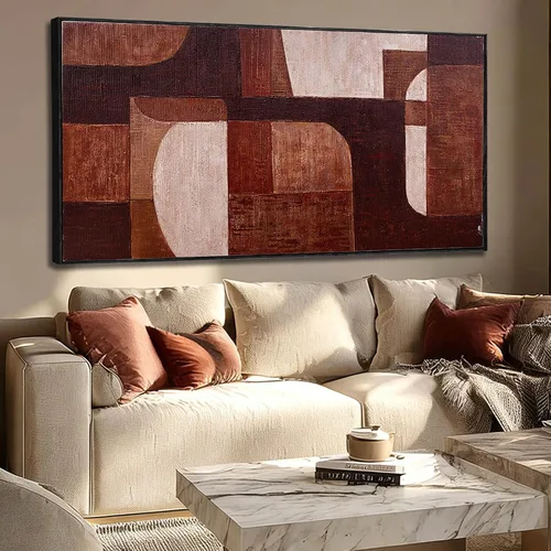 Vista 16 de Arte de pared blanco texturizado, arte abstracto gris, imágenes modernas enmarcadas grandes, pintura al óleo de paisaje ondulado, 24 x 48 pulgadas