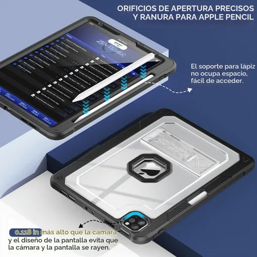 Vista 4 de ZoneFoker Funda para iPad Pro 12.9 Pulgadas 6ª/5ª/4ª/3ª Generación 2022/2021/2020/2018, Funda Protectora Esbelta y Resistente para iPad Pro 12.9