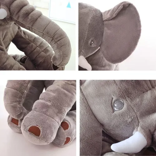 Vista 2 de Animales de peluche de elefante gigante de gran tamaño de 24 pulgadas, almohada de elefante de peluche grande, regalo gris para niños, novia