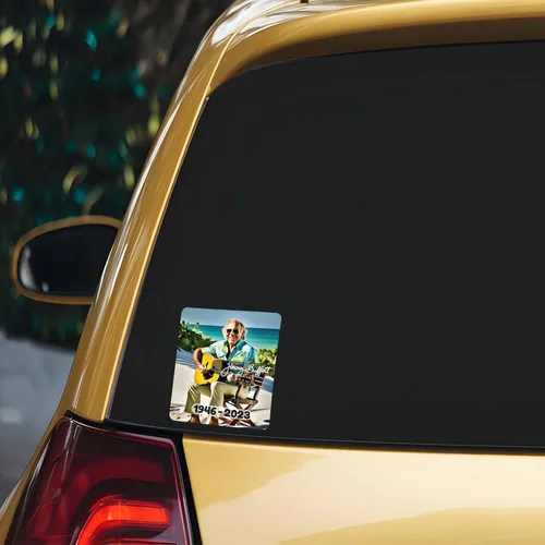 Vista 4 de RIP Jimmy Buffett - Adhesivo adhesivo para automóviles, camiones, ventanas, parachoques, portátiles, tazas, paredes, 5.5 x 4.5 pulgadas