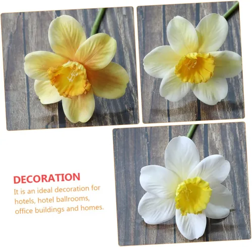 Vista 5 de ORFOFE 9 piezas de narcisos artificiales para fiesta, narcisos, flores de narciso, decoración del hogar, flor de narciso simulada, flor de narciso