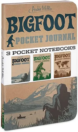 Vista 2 de Archie McPhee Cuadernos de 3 bolsillos, diario de bolsillo Bigfoot, paquete de 3