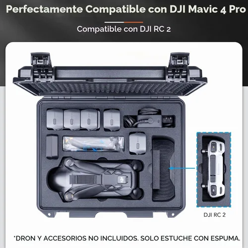 Vista 3 de Lykus Titan M400 - Funda rígida impermeable para DJI Mavic 4 Pro, DJI RC Pro 2/RC2, se adapta a hasta 6 baterías y accesorios en Fly More
