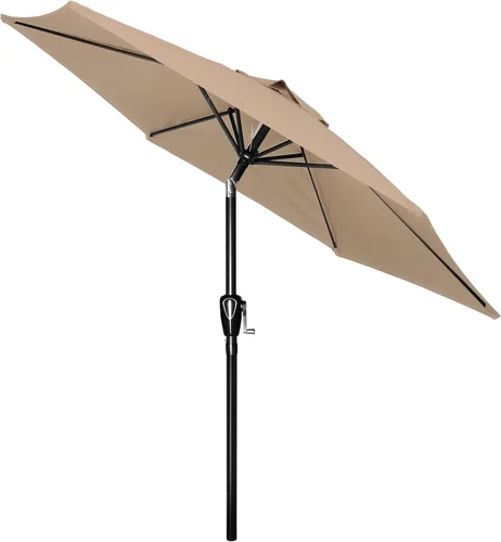 Vista 24 de HealSmart Sombrilla de patio de 7.5 pies con botón de inclinación/manivela, sombrilla de mesa al aire libre, 6 varillas resistentes para jardín