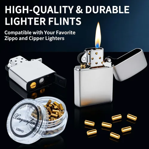 Vista 6 de 100 pedernales más ligeros compatibles con encendedores Zippo y Clipper Chispas fiables y duraderas de primera calidad, de encendido rápido