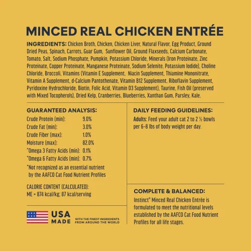 Vista 8 de Instinct Receta picada sin granos con pollo real, comida húmeda natural para gatos, tazas de 3.5 onzas (caja de 12)